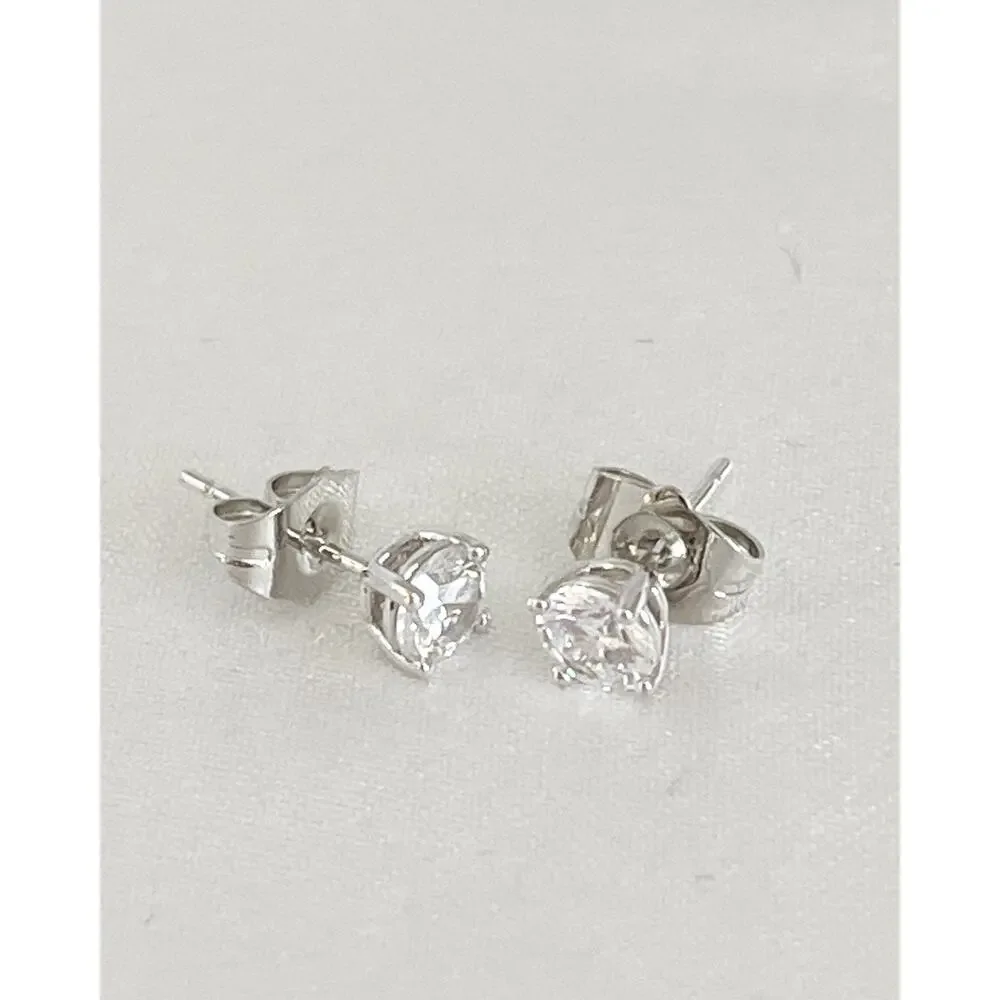 MOISSANITE S925 Twist Round Cut Pendant Necklace In Sterling Silver Earrings